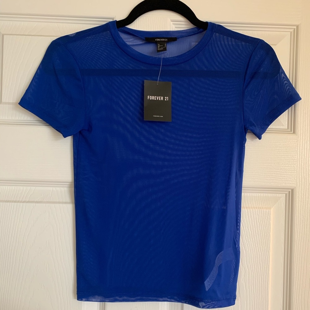 TAGS STILL ON: Mesh blue forever 21 T-shirt